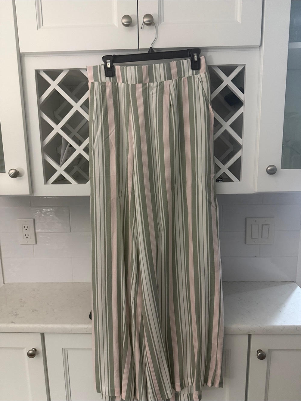 torrid Wide Leg Striped Pants in Sage Green and Light Pink